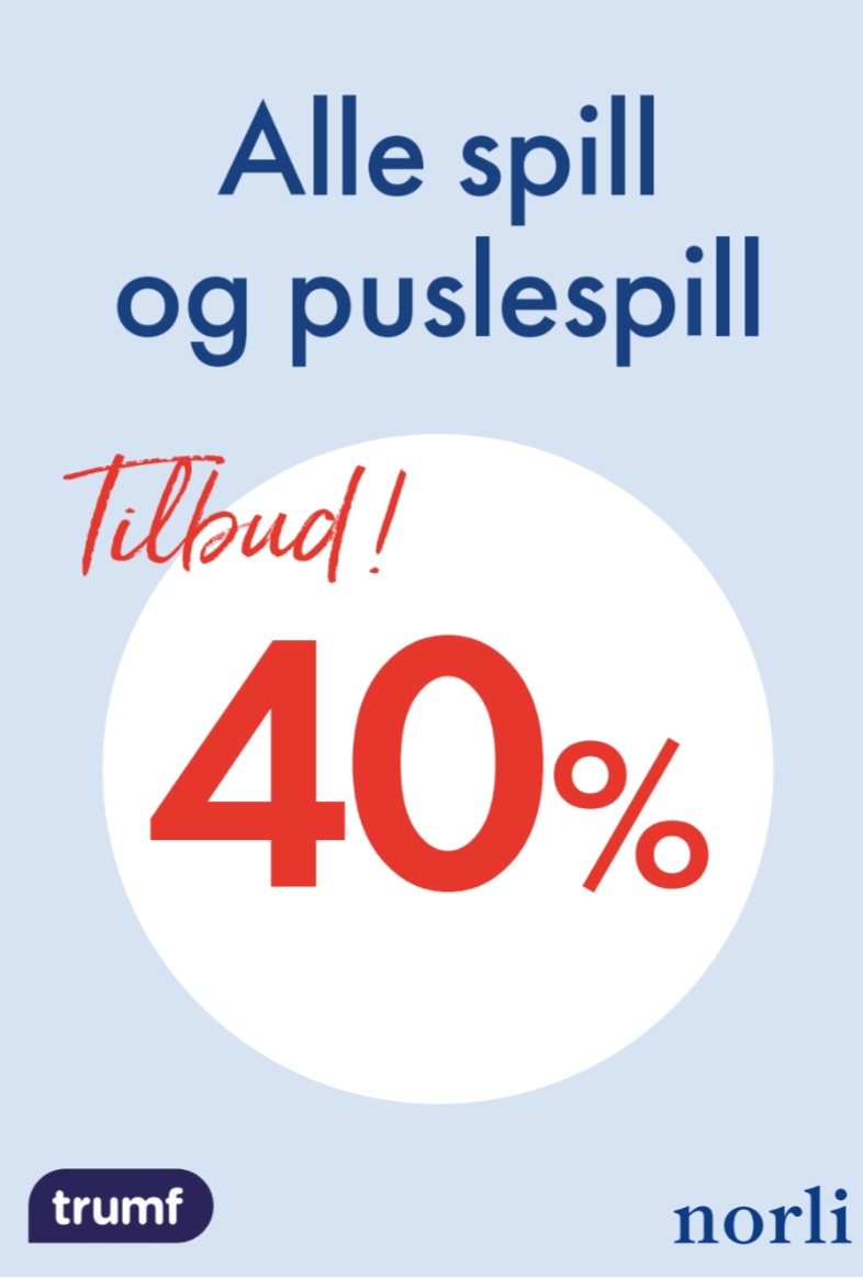 40% på alle spill & puslespill Norli